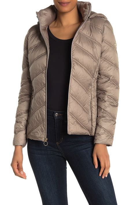 michael kors short packable puffer hood|Michael Kors packable jacket.